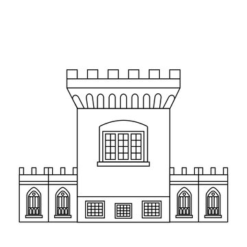 black outline castle building clip art preview