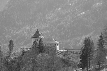 Black and white Castle on the hill
