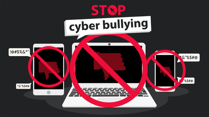 stop cyber bullying banner vector graphic