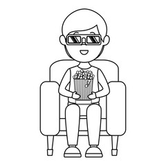 man in cinema 3d chair vector illustration design