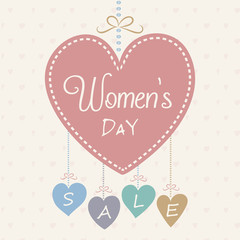 Concept of a banner with cute hearts for Women's Day. Vector.