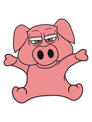 alt opa großvater klein sitzend groß dick fett schwein eber ferkel comic cartoon lachen clipart