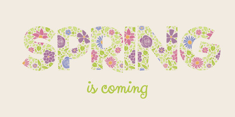 Floral typography. Spring concept. Vector.