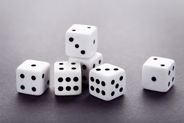Dice on grey background