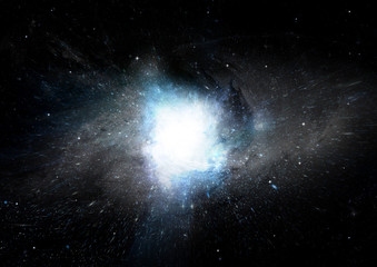 Fototapeta premium Stars, dust and gas nebula in a far galaxy