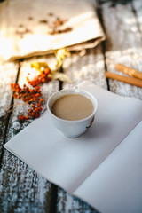 A cup of coffee in the morning sun.