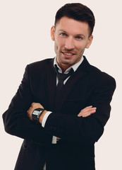 close up of a smiling businessman