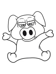 alt opa großvater klein sitzend groß dick fett schwein eber ferkel comic cartoon lachen clipart