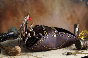 Steampunk pirata mappa del tesoro