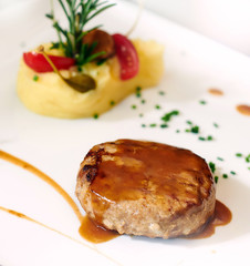 cutlet with mashed potatoes and spices