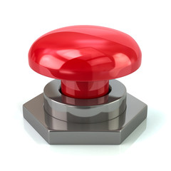 Large red button 3d illustration on white background