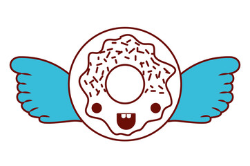sweet donut with wings kawaii character vector illustration design