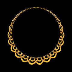 Gold Chain Jewelry on Black Background. Vector Illustration