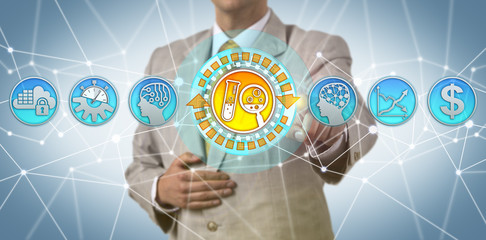 Pharma Executive Evaluating Drug Discovery Via AI