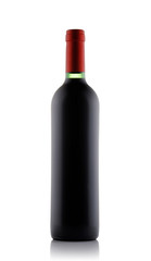 Bottle red wine isolated on white background