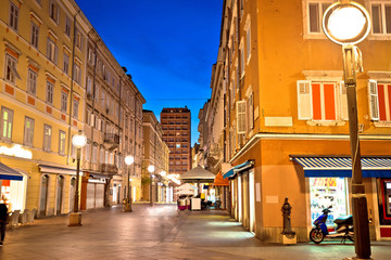 Fototapeta na wymiar Rijeka main square Korzo evening view