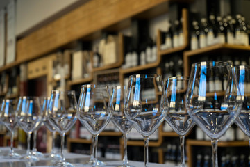 Glasses for the wine ready for a tasting
