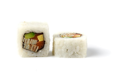 Sushi rolls isolate on white
