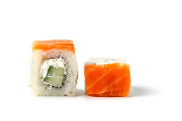 California roll sushi close up view isolate on white