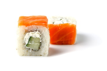 California roll sushi close up view isolate on white