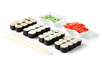 Maki roll sushi isolate on white background