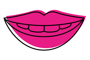 sensuality lips with teeth vector illustration design