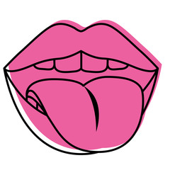 sensuality lips with tongue out vector illustration design