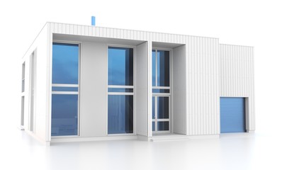 3d white modern house on white background 3D illustration