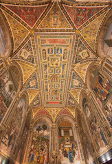 Obraz premium Amazing interior of Siena cathedral of Saint Mary Assumption, Piccolomini Library in Tuscany, Italy