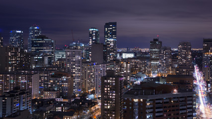 Fototapeta na wymiar Night view of downtown Toronto, Ontario, Canada. 
