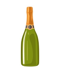 Champagne bottle. Vintage vector engraving illustration for web