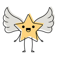 cute star with wings kawaii character vector illustration design