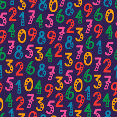 Vector seamless pattern with numbers in random order