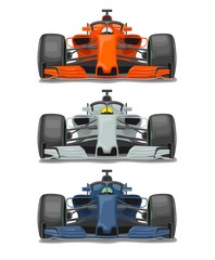 Naklejka premium Racing car with protection front view. Vector flat color illustration
