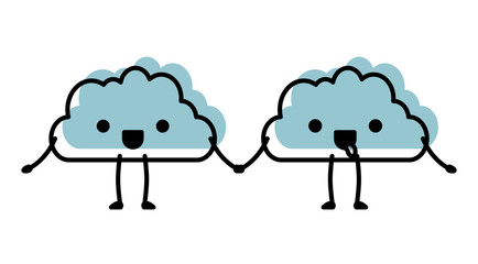 cute clouds kawaii characters vector illustration design