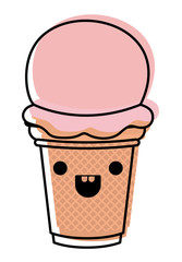 delicious ice cream kawaii character vector illustration design