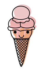 delicious ice cream kawaii character vector illustration design