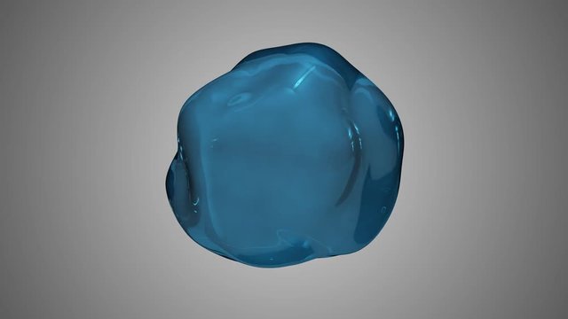 water drop blue liquid molecule floating in zero gravity. the sphere from the liquid flies and deforms into zero gravity. loopable ultra hd 3840 2160 animation plus alpha channel