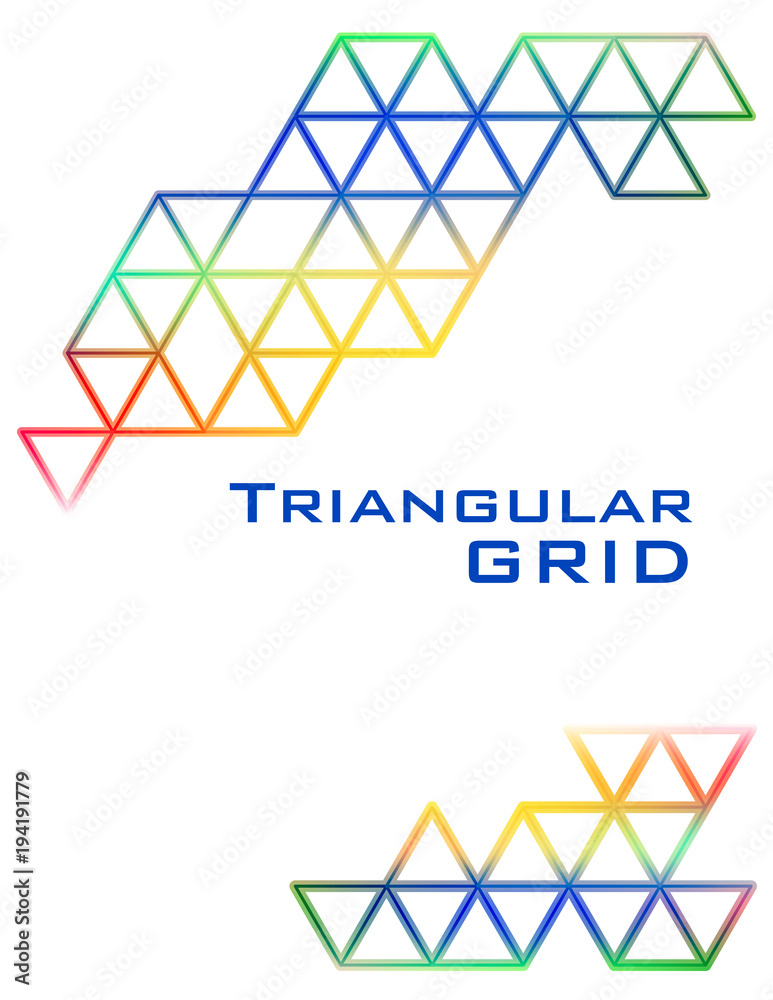 Poster Abstract template with colorful triangular grid on a white. Vector graphic pattern