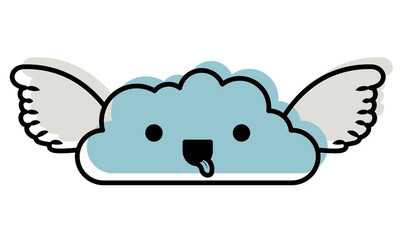 cute cloud with wings kawaii character vector illustration design