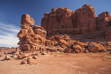 Fototapeta premium Red Rock formations on a trail west of Moab