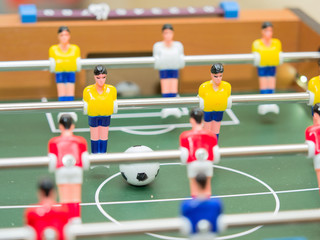 table football detail of colorful players (figurines)