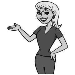 Lady Pointing Illustration - A vector cartoon illustration of a Lady Pointing.