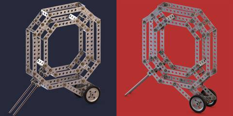 3d rendered metal constructor alphabet