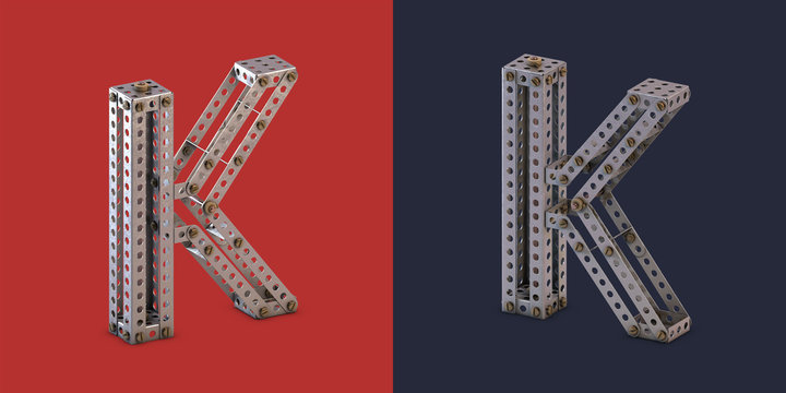 3d rendered metal constructor alphabet