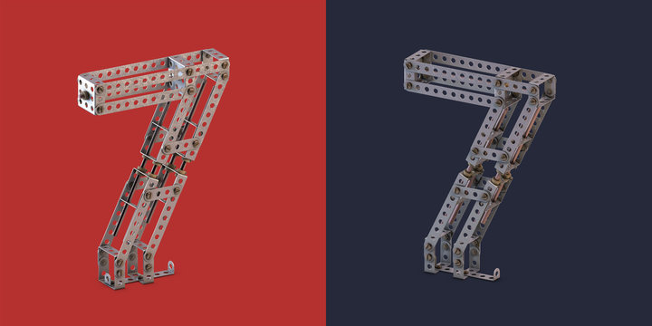 3d rendered metal constructor alphabet