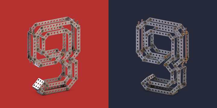 3d rendered metal constructor alphabet