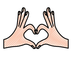hands forming a heart with fingers vector illustration design