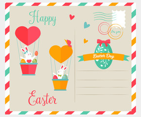 Easter bright postcard with funny rabbit