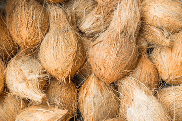 Coconuts in local market. Stone Town, Zanzibar, Tanzania.